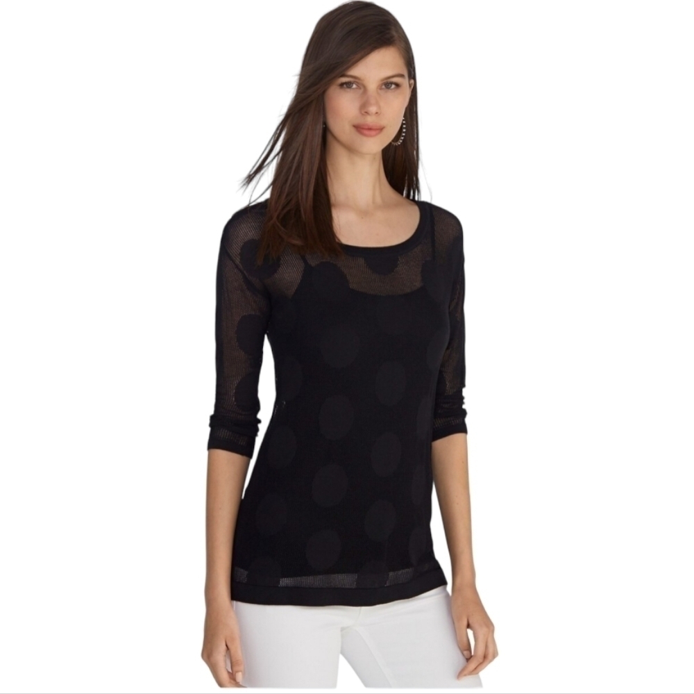 WHBM Mesh 3/4 Sleeve Lightweight Sweater Sheer Size Small‎